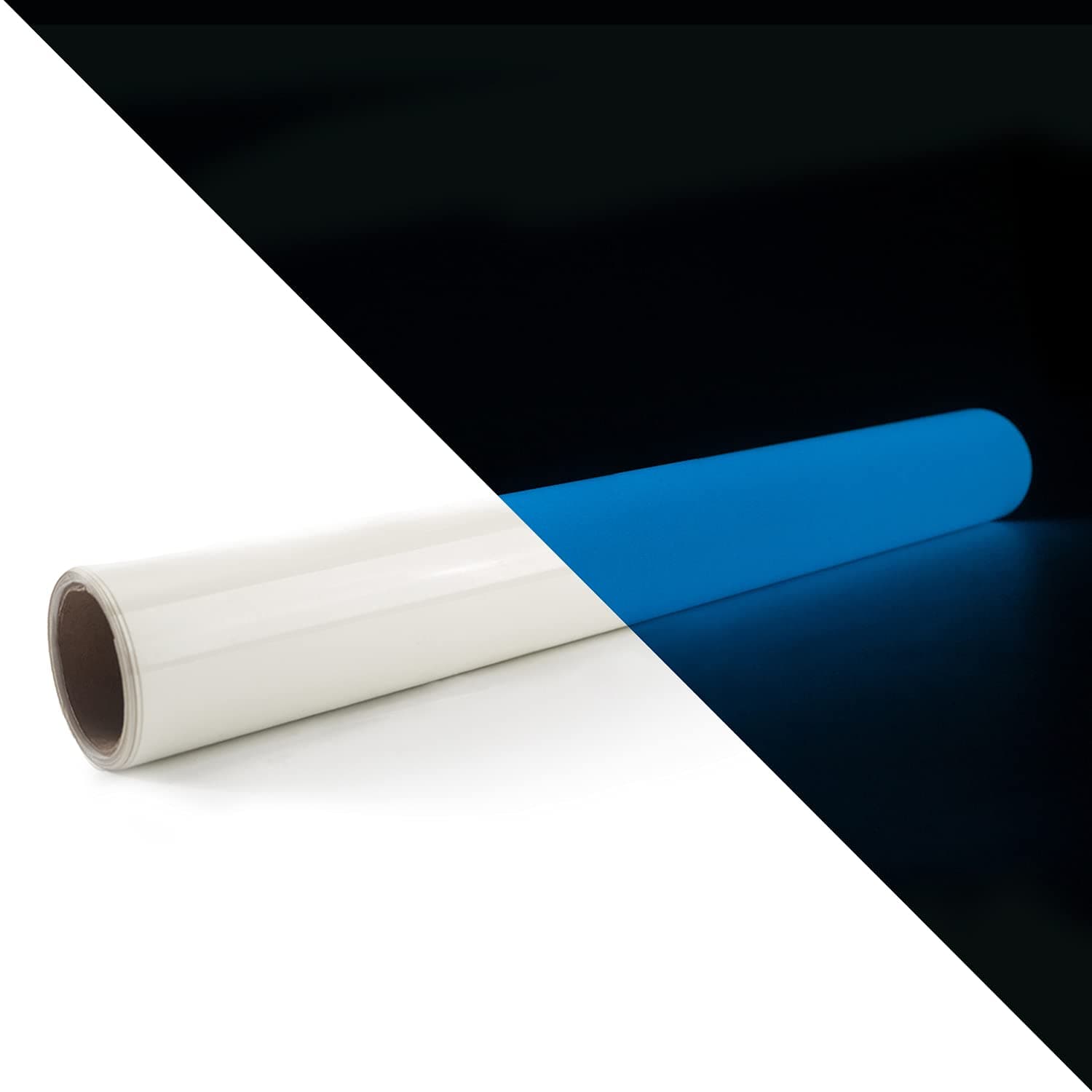 Heat Transfer Vinyl Glow in The Dark HTV 12"x5' PU Adhesive Iron SHOYISI Iron on Vinyl roll for T-Shirt(to Blue)