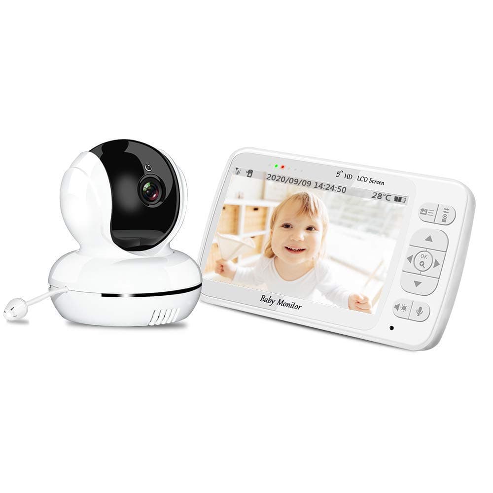 Baby Monitor, Peiloh 720P 5" HD Display Video Baby Monitor with Camera and Audio, Remote Pan/Tilt/Zoom, IPS Screen, 960ft Range, 3000 mAh Recha...