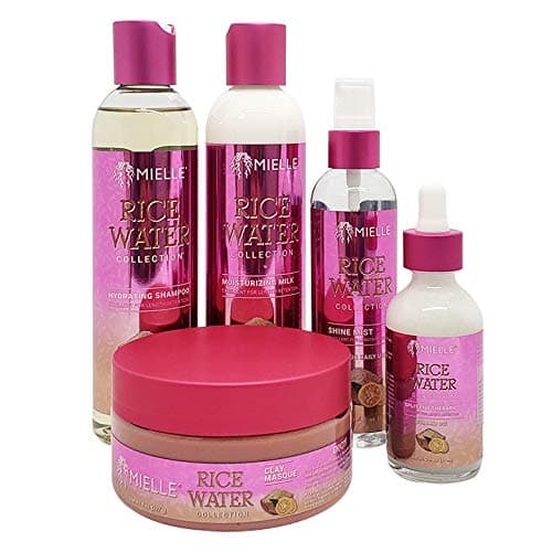 Mielle Rice Water Shampoo, Moisturizing Milk, Split End Therapy, Shine Mist, Clay Masque Combo 5PCS Set