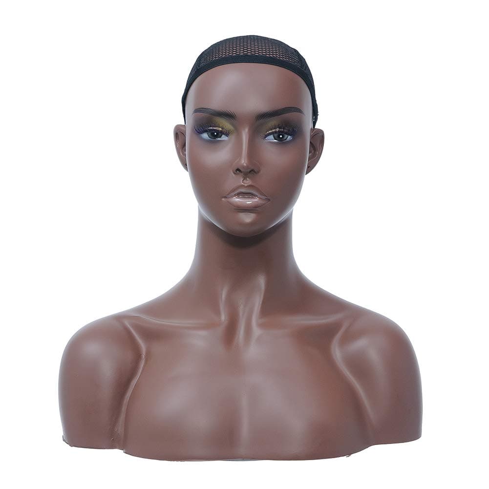 Realistic Female Mannequin Head Model With Shoulder Display Manikin Head Bust for Wigs,Makeup,Beauty Accessories Displaying