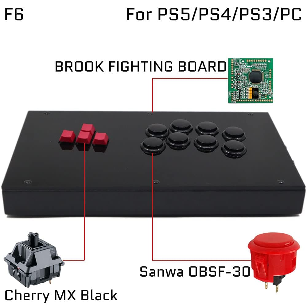 F6-PS Keyboard Button Arcade Joystick Game Controller for PS4/PS3/PC Sanwa OBSF-30 Cherry MX Black Mixbox