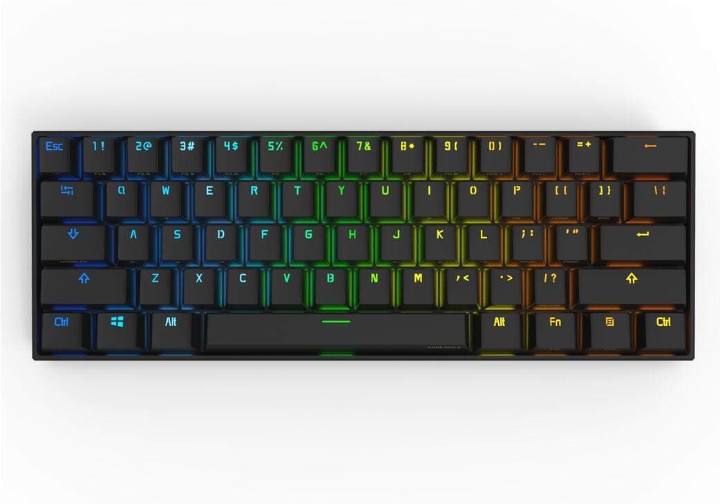 CORN Anne Pro 2 61 Keys Mechanical Gaming Keyboard 60% True RGB Backlit - Wired/Wireless Bluetooth 5.0 PBT Type-c Up to 8 Hours Extended Battery Li...