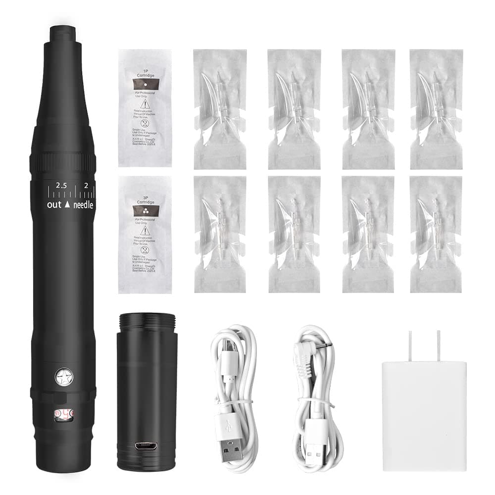 Wireless Permanent Makeup Eyebrow Tattoo Machine Microblading Machine with 10 PCS Cartridge Needles Suitable for Eyebrows, Eyeliner, Lips, Hairline...