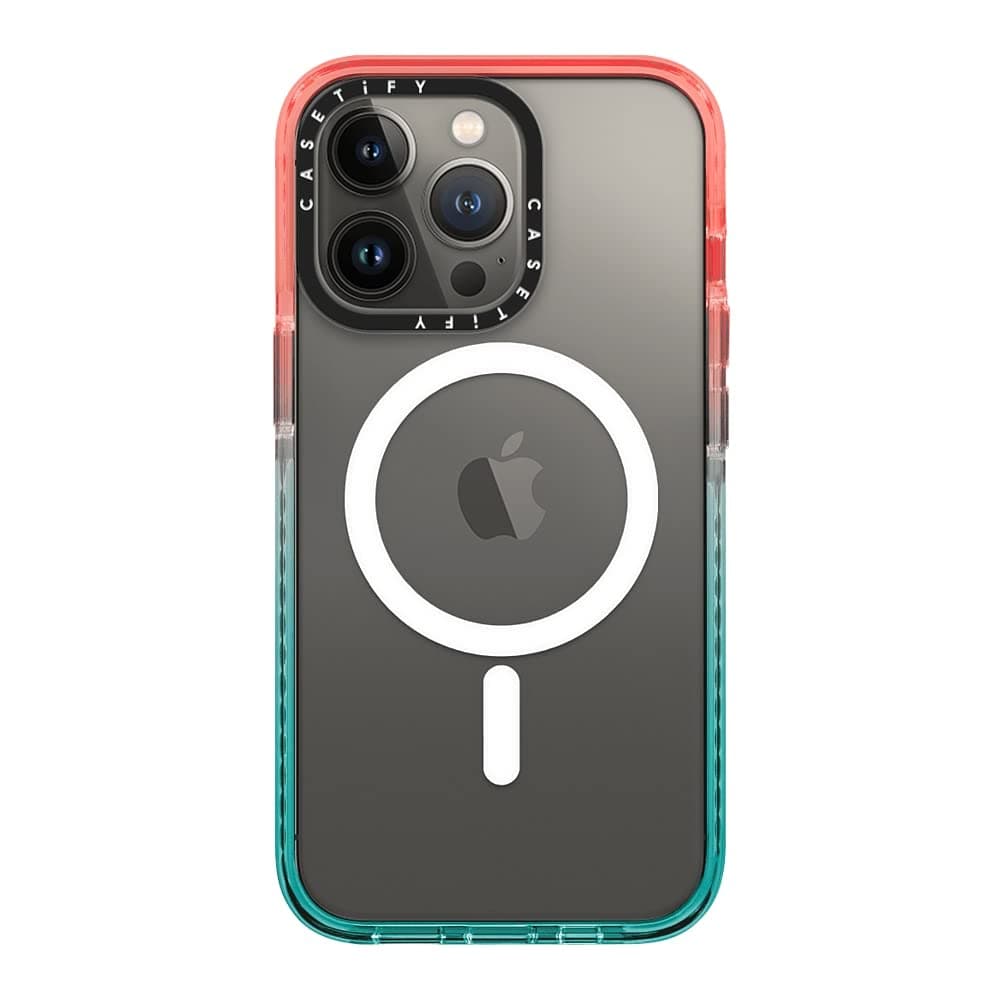 CASETiFY Impact Case Compatible with Magsafe for iPhone 13 Pro - Pink Blue Clear