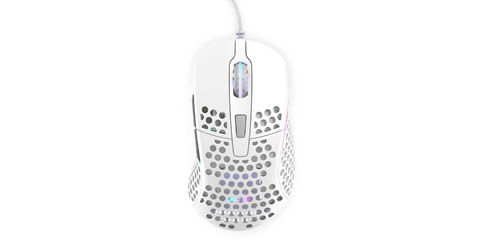 Xtrfy M4 RGB Ultra-Light Gaming Mouse, Unique Right-Handed Design, Pixart 3389 Sensor, Xtrfy EZcord® - White