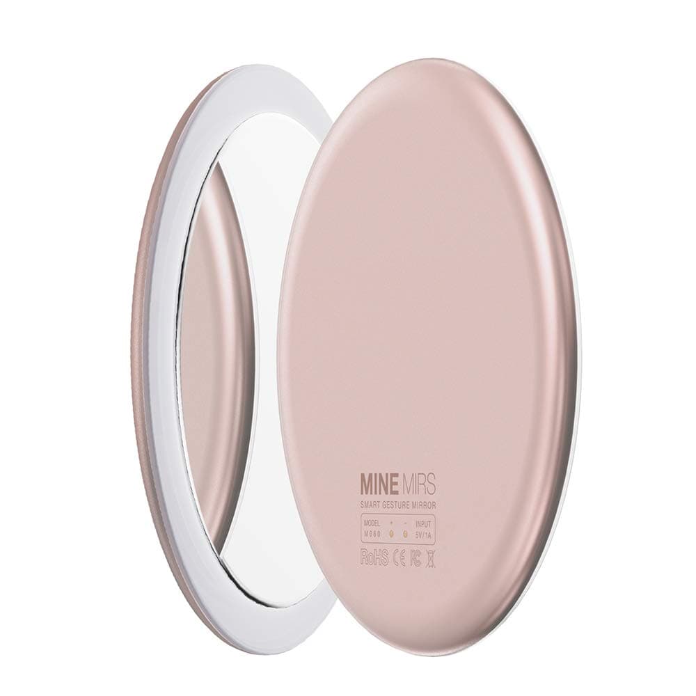 MINE MIRS Compact Mirror with Light for Makeup, 3 Light Mode Dimmable Brightness Mirror for Pocket & Purse, Touch Sensing control, Wireless Charger...