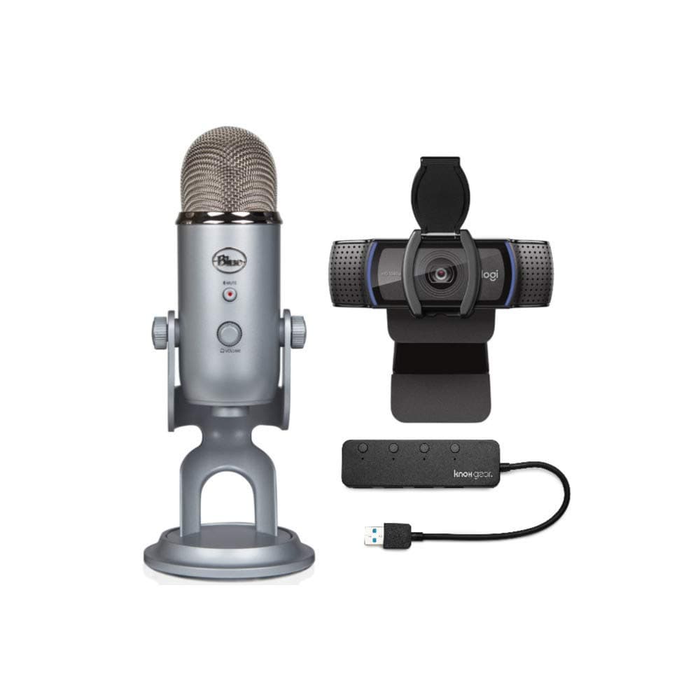 Blue Yeti USB Microphone Bundle with C920S Pro HD Webcam and Knox Gear USB Hub Bundle (3 Items)