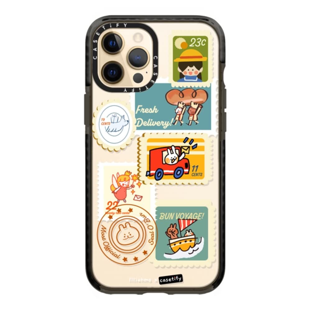 CASETiFY Impact Case for iPhone 12 Pro Max - Postage Party - Clear Black
