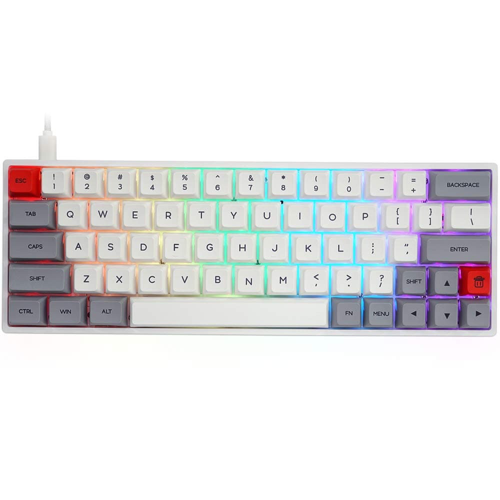 YUNZII SK64 Grey Hotswap Mechanical Gaming Keyboard with Optical Switch, RGB, Programmable Custom Keyboard (Gateron Brown Switch, Grey 64 Keys)