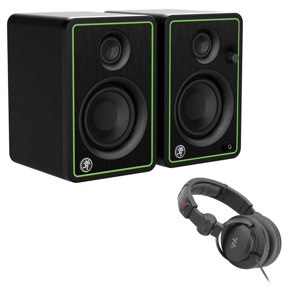Mackie CR3-XBT Creative Reference Series 3" Monitors with Bluetooth (Pair) Bundle with Studio Headphones