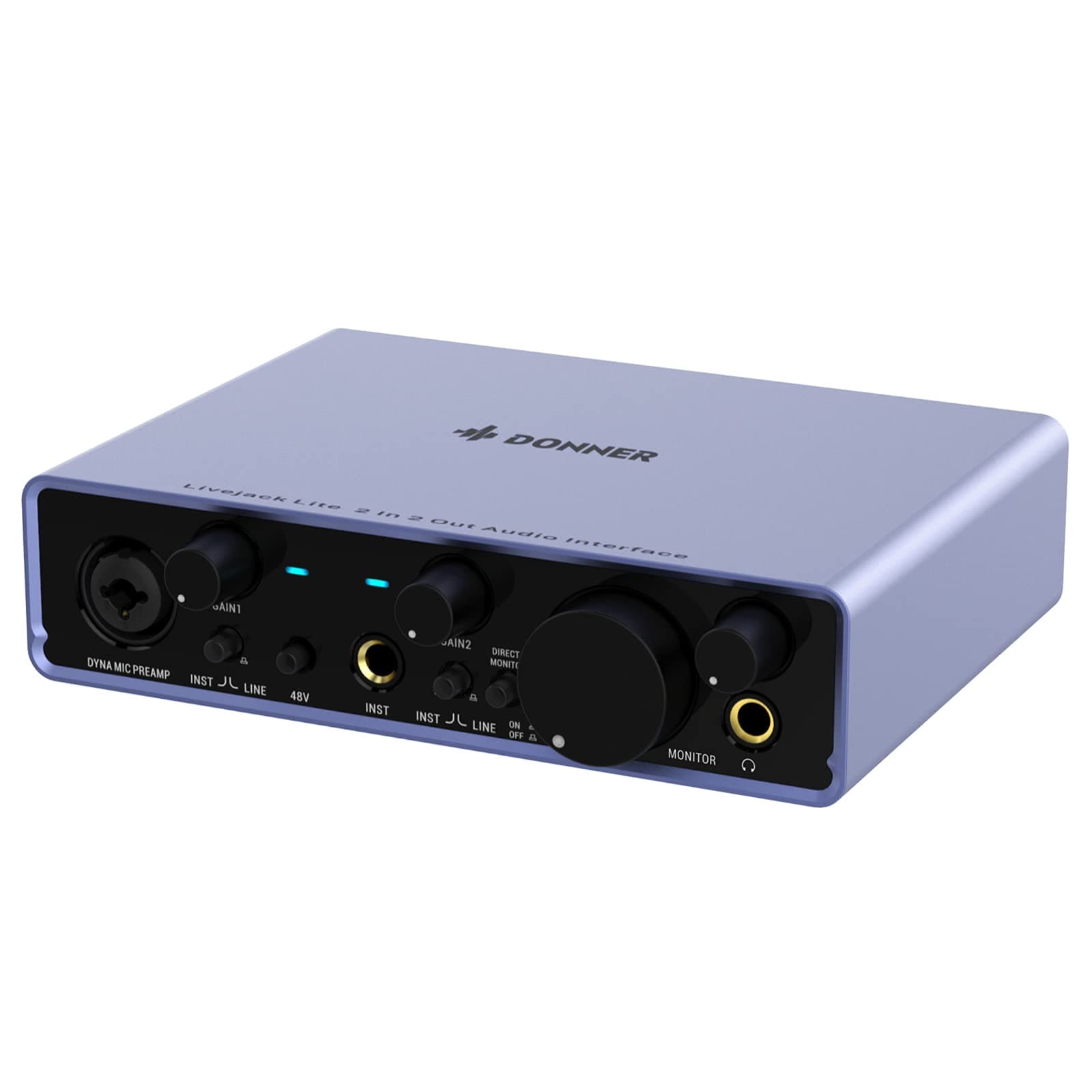 Audio Interface Donner Livejack Lite 2 In 2 Out, USB Audio Interfaces, 24-bit/192 kHz Sound Card with Headphone Amplifier, TRS balanced Audio Inter...