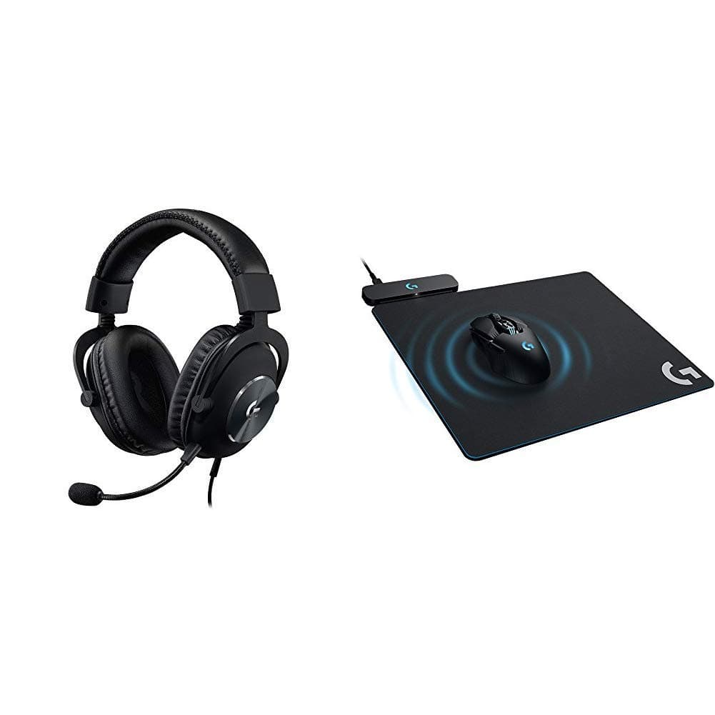 Logitech G Pro X Gaming Headset with Blue VO!CE Technology Bundle with Logitech G Powerplay Wireless Charging System for G703, G903 Lightspeed Wire...