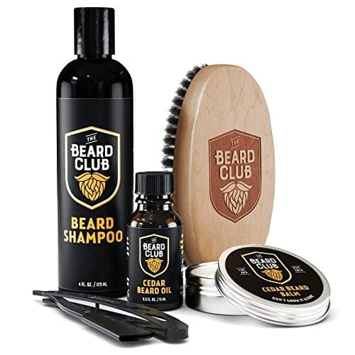 The Beard Club - Starter Beard Care Grooming Kit - Styles and Moisturize Your Beard to Grow Healthier Facial Hair - Beard Shampoo, Cedar Balm and O...