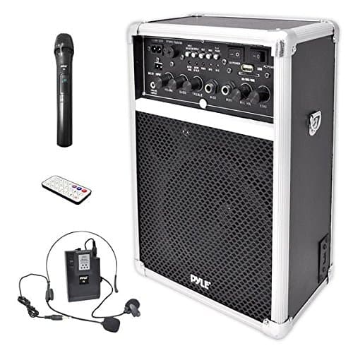 Pyle Pro Outdoor Indoor Portable PA Stereo Sound System with 6.5 inch Speaker, USB SD Card Reader, Rechargeable Battery, Indicator Lights, Wireless...