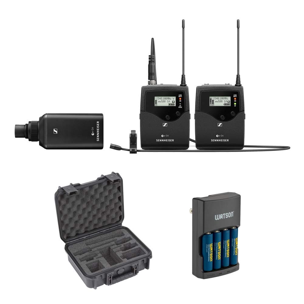 Sennheiser EW 500 Film G4 Camera-Mount Wireless Microphone System (AW+: 470 to 558 MHz) with SKB iSeries Case for Sennheiser ENG Systems & Charger ...