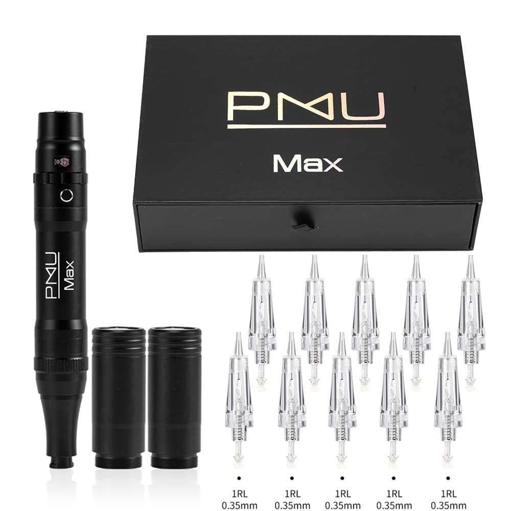 MAX PMU Wireless/Cordless Brow Machine Includes 2 Batteries - Ombre Powder Brows Miroblading Shading Eyeliner Lip Microshading Supplies Kit Rotary ...