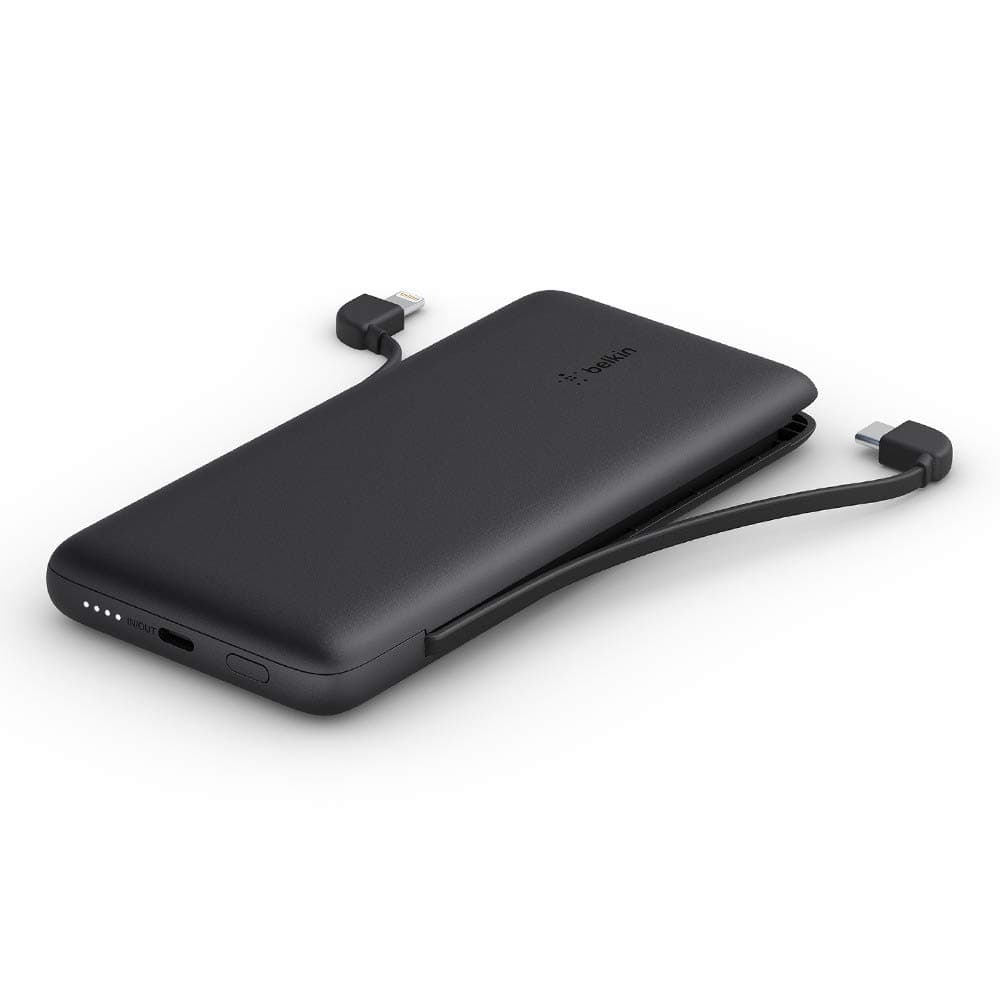 Belkin BOOSTCHARGE Portable Charger Power Bank 10000 mAh with Integrated Lightning (MFI) and USB-C Cables Plus USB-C Port, Compatible with iPhone 1...