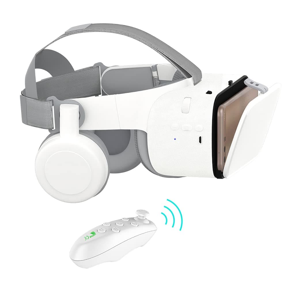 Thafikzi VR Headset with Remote Control Virtual Reality Headset for Phones 3D Glasses for Movies & Games Bluetooth VR Glasses for iPhone/ Samsung C...