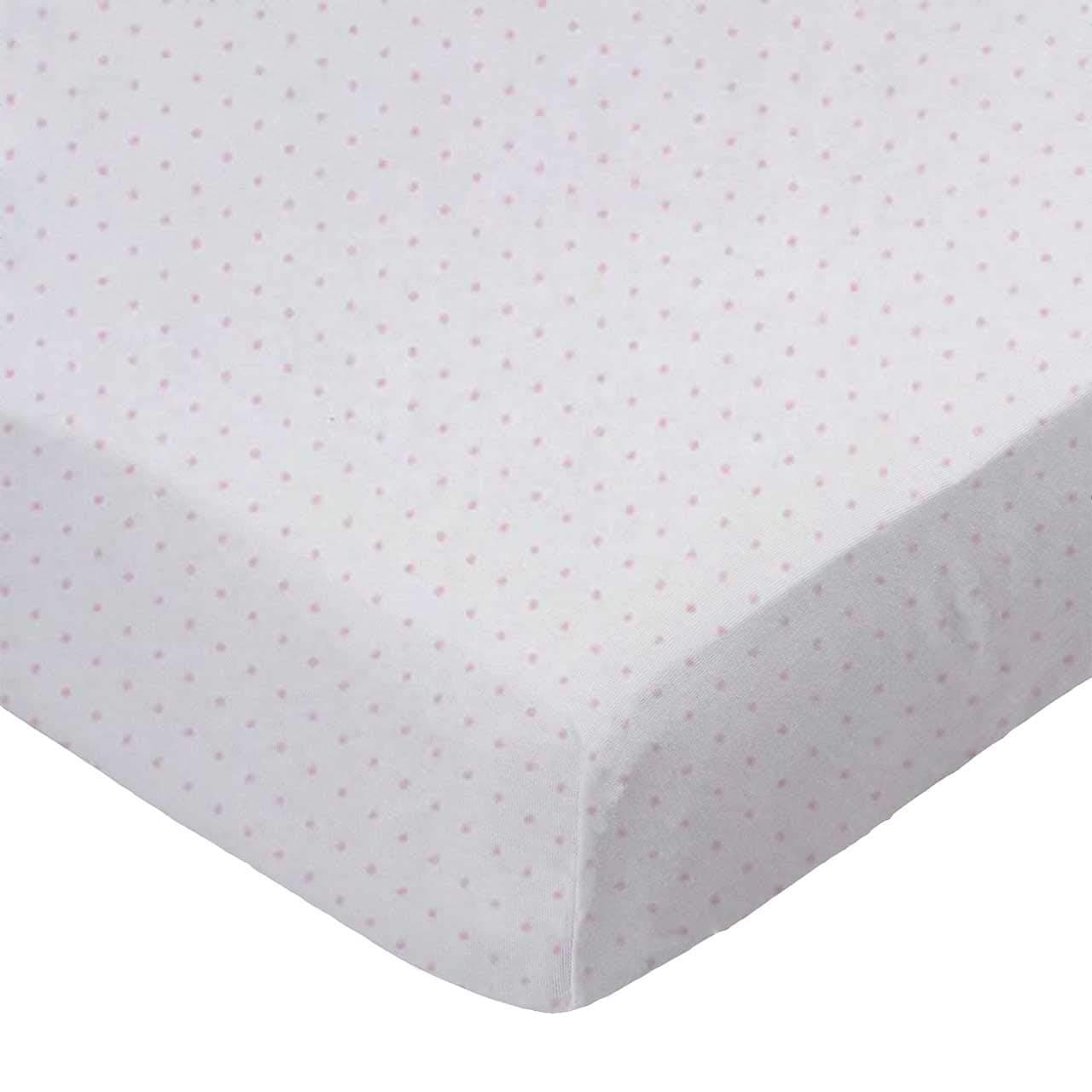 SheetWorld 100% Cotton Jersey Fitted Crib Toddler Sheet 28 x 52, Pink Pindot, Made in USA