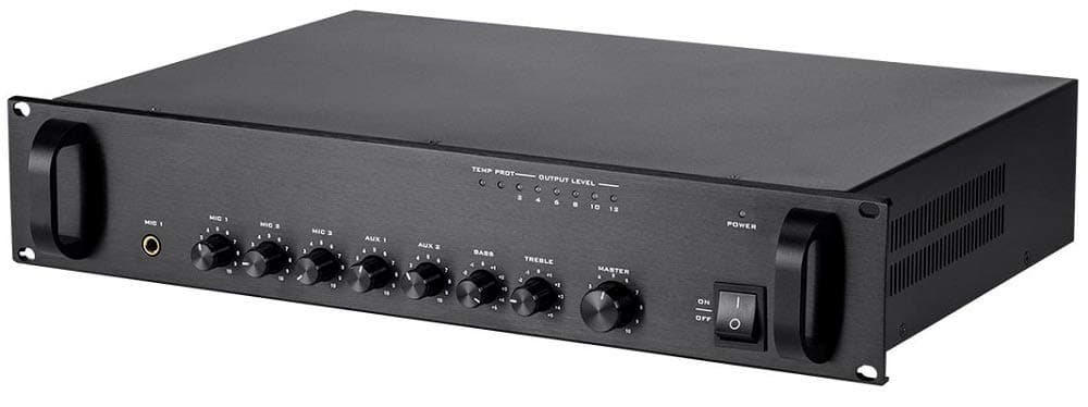 Monoprice Commercial Audio 120W 5ch 100/70V Mixer Amp with Microphone Priority (NO LOGO)