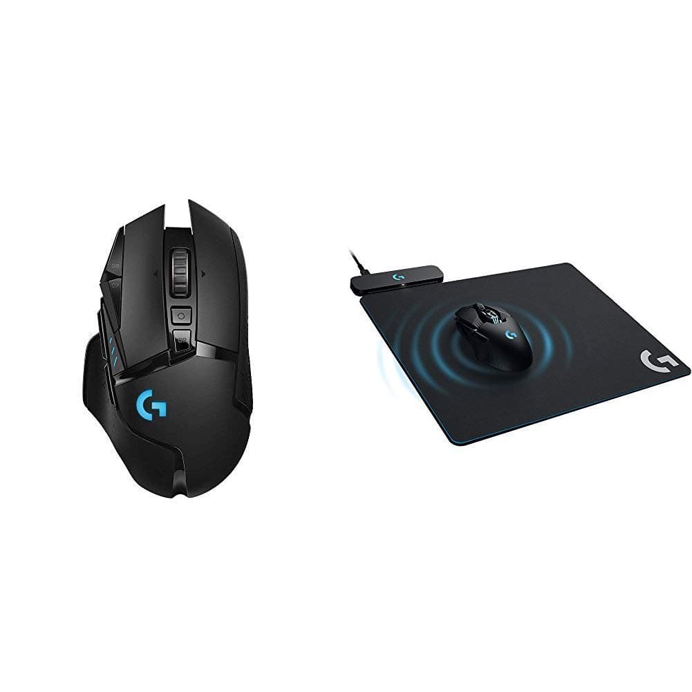Logitech G G502 11 Button Wireless Gaming Mouse, USB Black & Logitech G Wireless Gaming Mice Cloth Or Hard Gaming Mouse Pad, Black