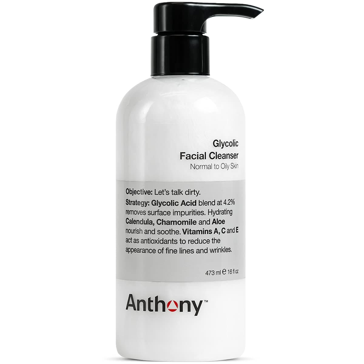 Anthony Glycolic Facial Cleanser for Men – Daily Cleansing Face Wash and Shave Prep – Hydrating, Exfoliating, and Gentle on Sensitive Skin – Non-fo...
