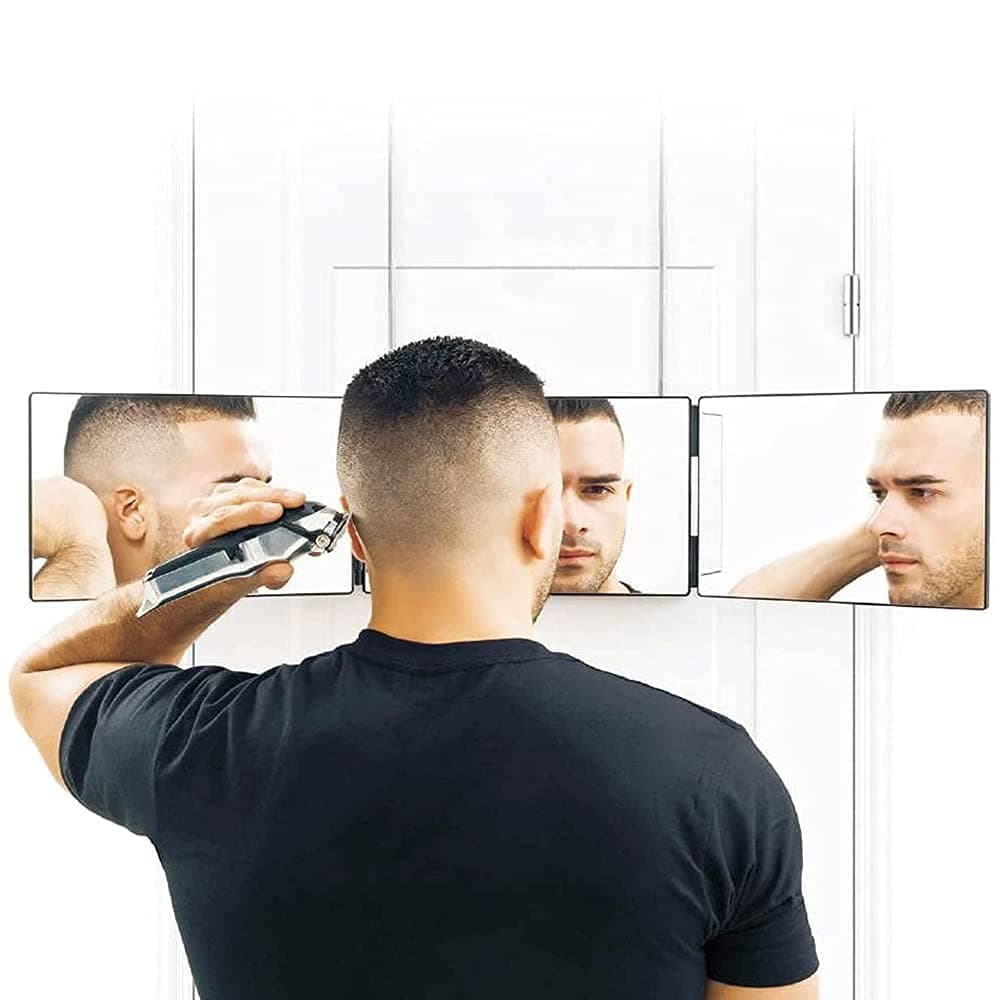Dheera Telescopic Hanging Trifold Makeup Mirror Portable Adjustable Tri-Fold Personal Cosmetic Mirrors DIY Haircut Tool Mirror for Bathroom Bedroom...