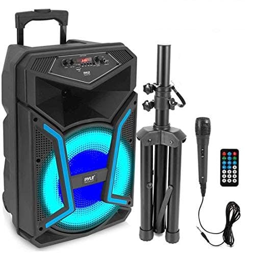 Portable Bluetooth PA Speaker System - 800W Outdoor Bluetooth Speaker Portable PA System w/ Microphone in, Party Lights, MP3/USB, FM Radio, Rolling...