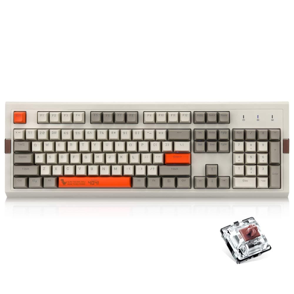 NACODEX AK510 RGB Retro Mechanical Keyboard 104 Keys Anti-Ghosting - PBT SA Spherical Keycap - Customizable RGB Backlit - Programmable Macro Functi...