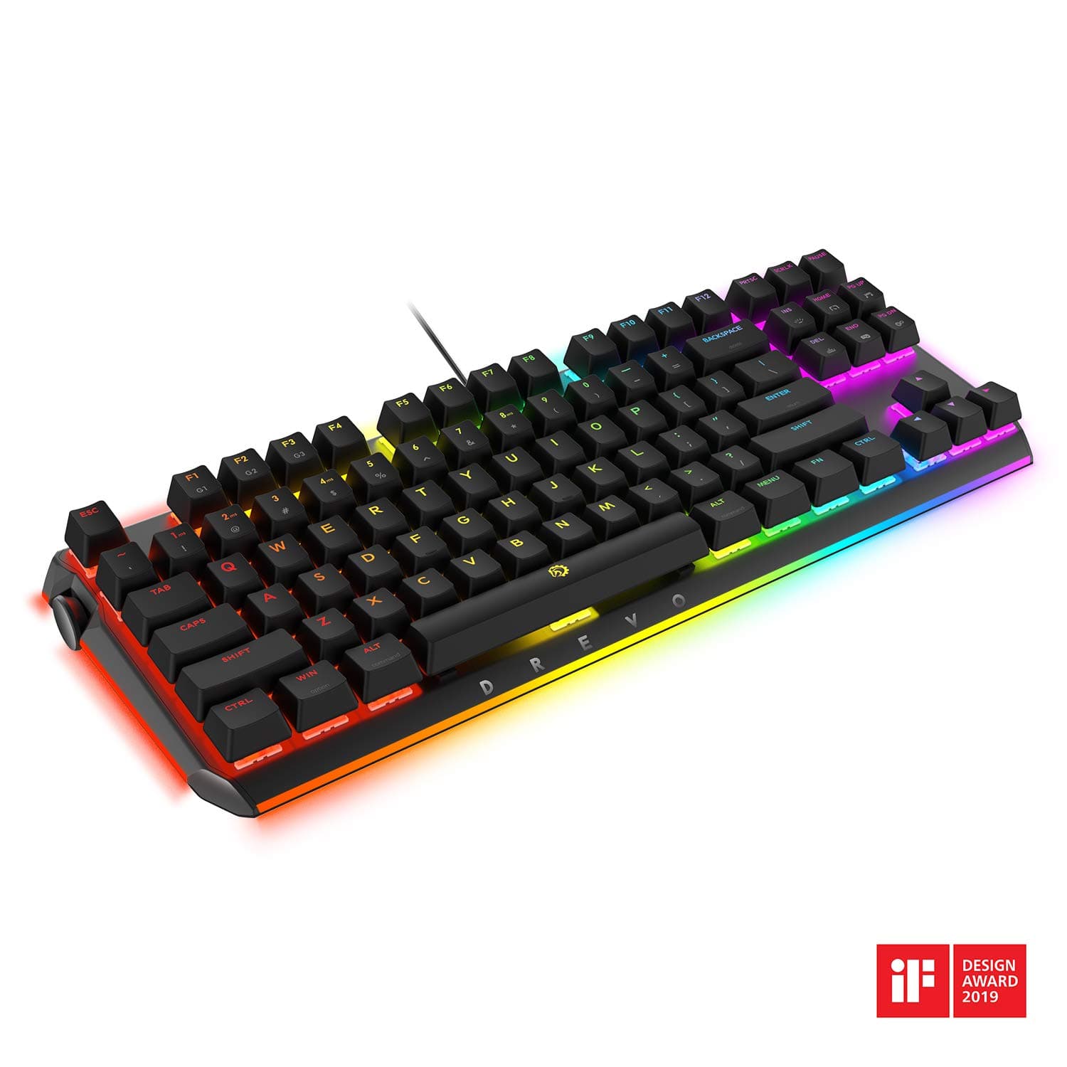 DREVO BladeMaster TE All Rounder RGB Mechanical Gaming Keyboard with Programmable Genius Knob USB Wired Tactile Clicky Gateron Blue Switch