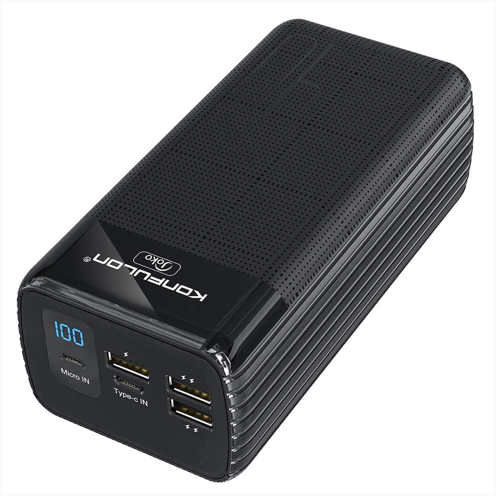 40000mAh Power Bank Fast Charging，KONFULON PD 15W Battery Pack，4 Outputs & 2 Inputs External Battery Bank with LED Display for iPhone 12, iPad Pro,...