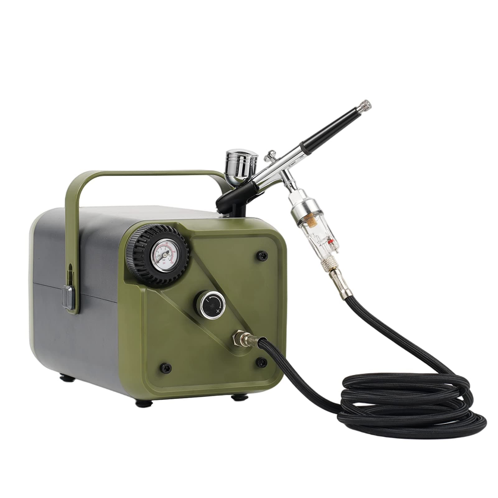 UNQWIN 1/5 HP Airbrush Kit with Compressor,Professional Airbrushing Paint System with Double Cylinders,6FT Hose Airbrush Kits for Tattoo/Makeup/Sho...