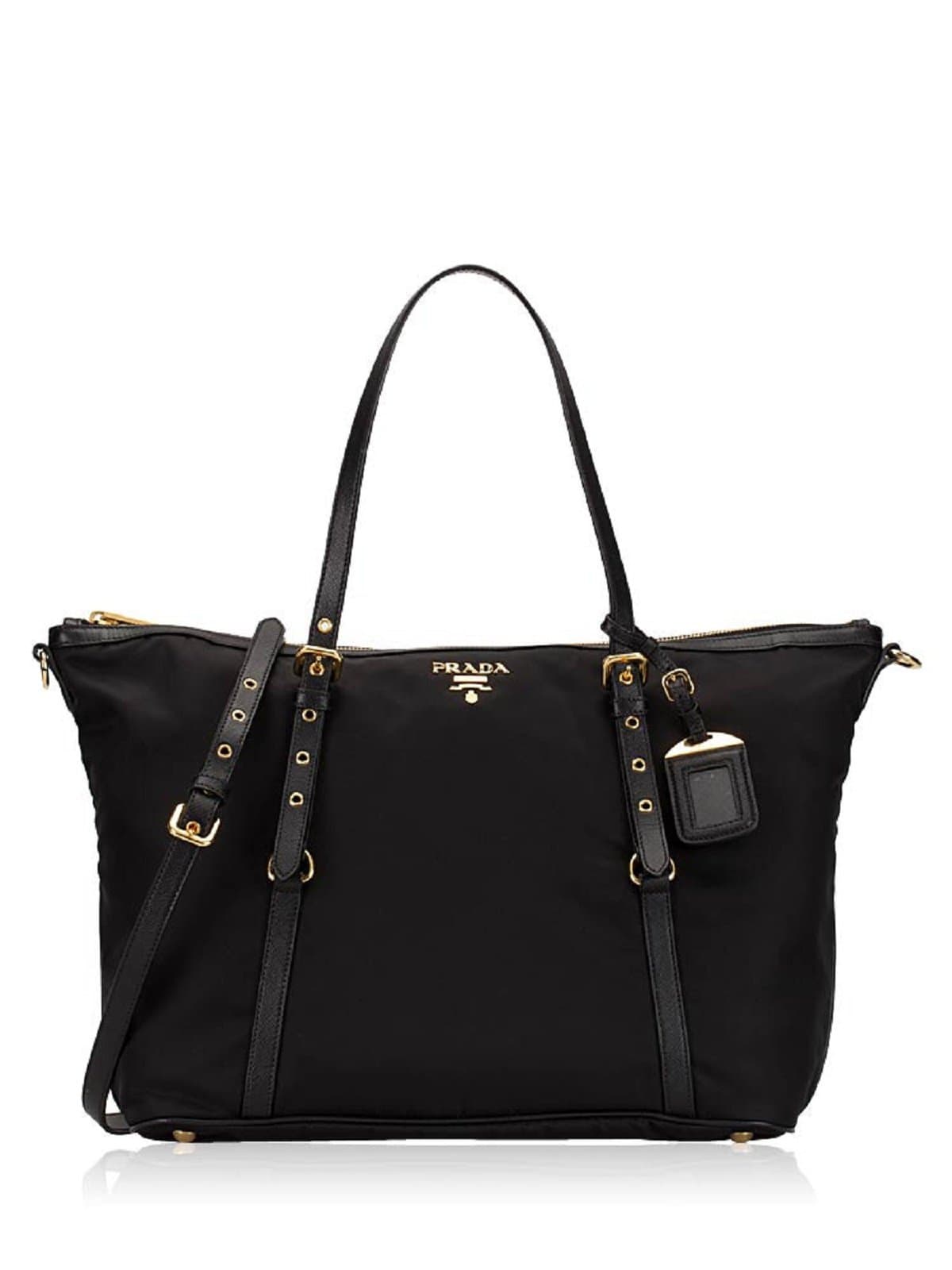 Prada Women's Tessuto Black Nylon Shopping Tote Handbag 1BG253