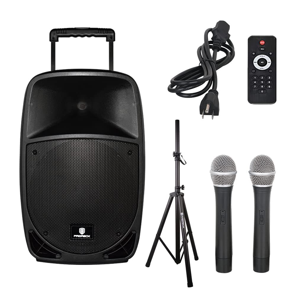 PRORECK Freedom 15 Portable 15-Inch 800 Watt 2-Way Rechargeable Powered Dj/PA Speaker System with Bluetooth/USB/SD Card Reader/ FM Radio/Remote Con...