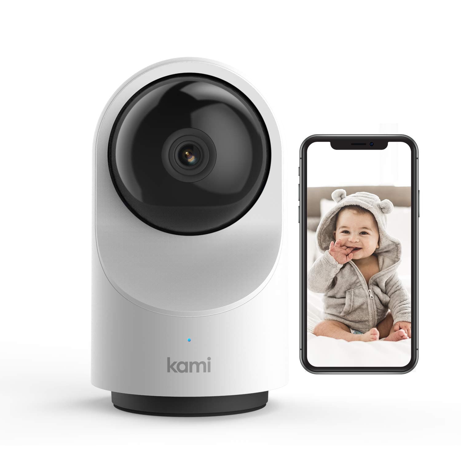 Baby Monitor with Camera and Audio HD WiFi, Kami by YI Pan/Tilt/Zoom Baby Camera, Sound Motion Human Detection, 2-Way Audio, Smartphone app, Night ...
