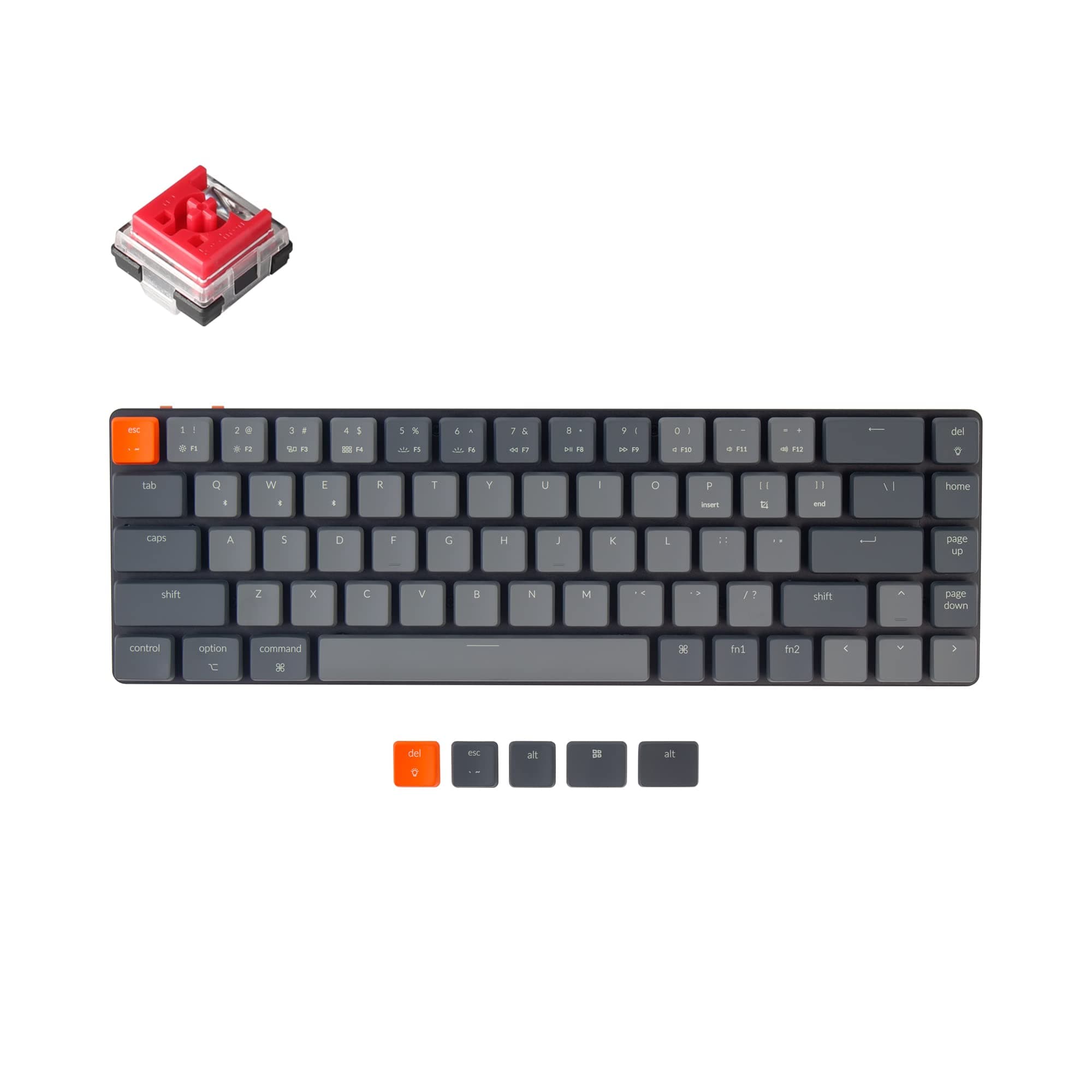 Keychron K7 65% Layout Ultra-Slim Hot-swappable Wireless Bluetooth/Wired USB Mechanical Keyboard with Low-Profile Keychron Optical Red Switch White...