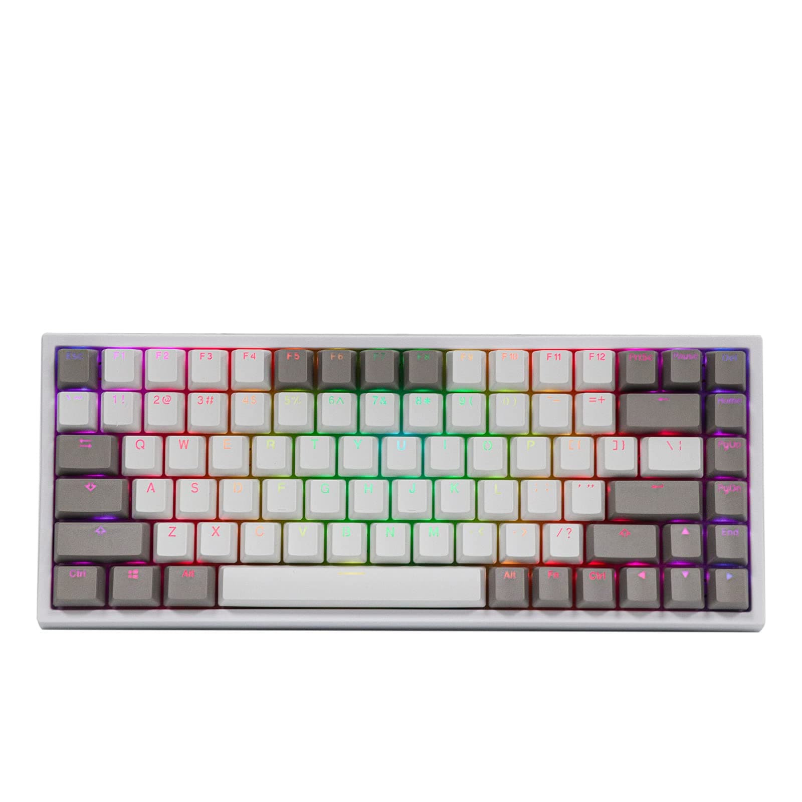 EPOMAKER EP84 84-Key RGB Hotswap Wired Mechanical Gaming Keyboard with PBT Dye-subbed Keycaps for Mac/Win/Gamers (Gateron Red Switch, Grey White)