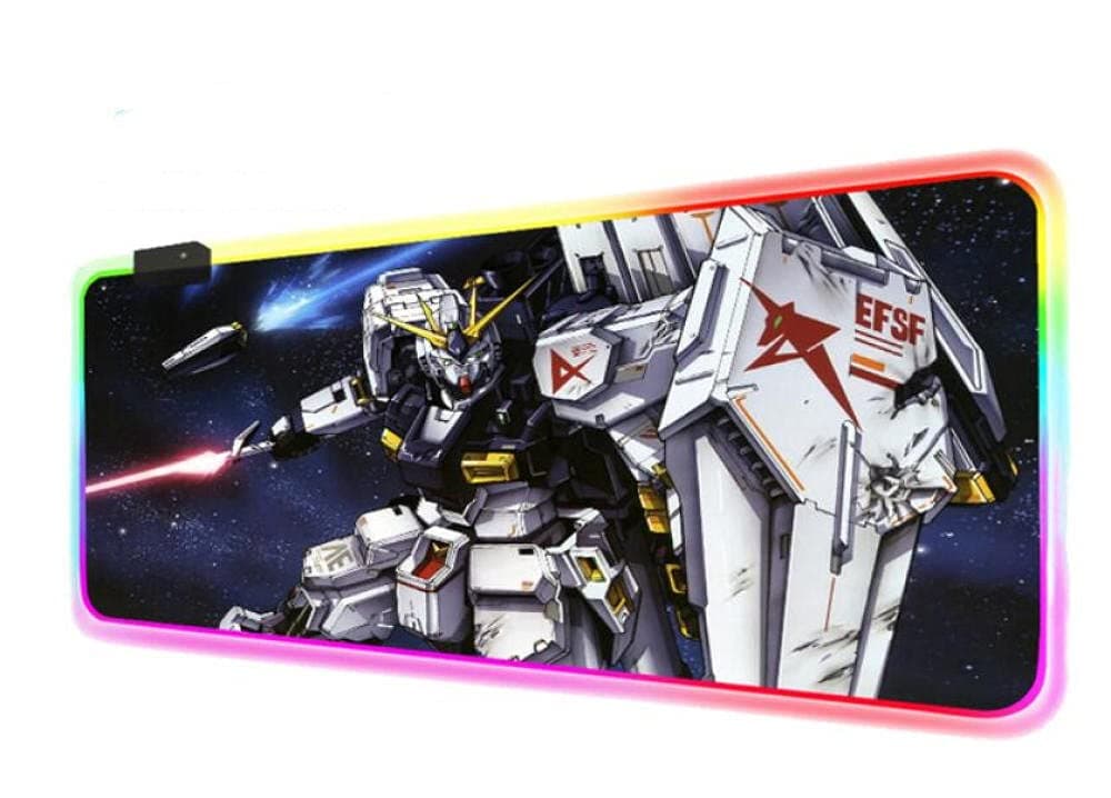 HYSNZJK Mouse Pads Anime Gundam Computer Keyboard Mat RGB Robot LED Glowing Gaming Luminous Pad for PC Game, (size 4)(15.75x35.43) inch