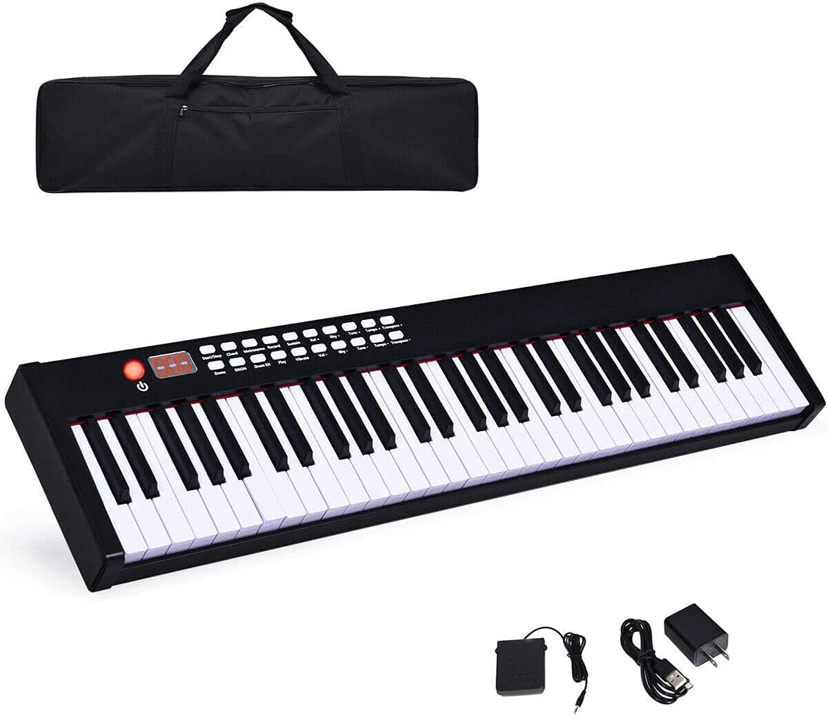 Costzon BX-II 61-Key Portable Keyboard Piano, Electric Keyboard Digital Piano w/Semi Weighted Keys, USB/MIDI Keyboard, Sustain Pedal, Power Supply ...