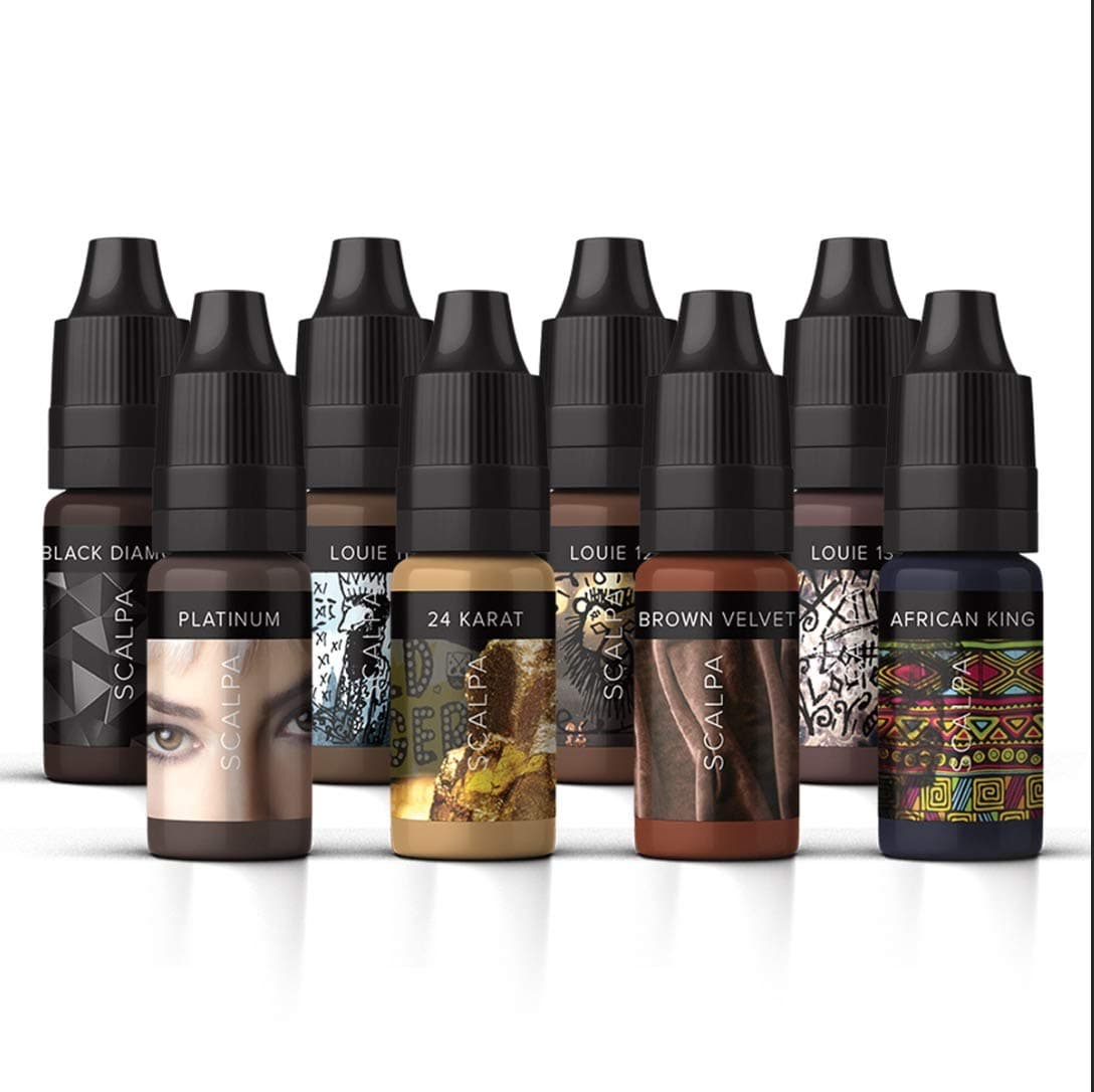 SCALPA Superior Microblading Brow Pigment Set for Eyebrows, FULL Set of 8 Shades, Permanent Makeup Tattoo Ink, 10ml