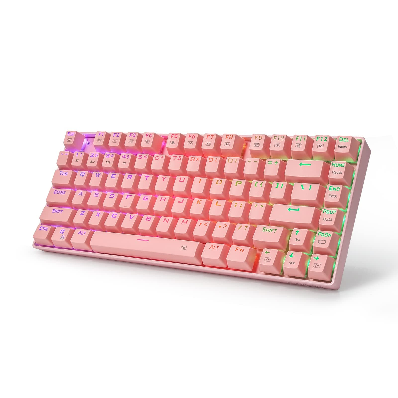 Wireless RGB Mechanical Keyboard，Bluetooth/2.4Ghz/Wired Z-88 Gaming Keyboard with Clicky Blue Switches RGB LED Backlit 81 Keys Compact for Mac, PC,...