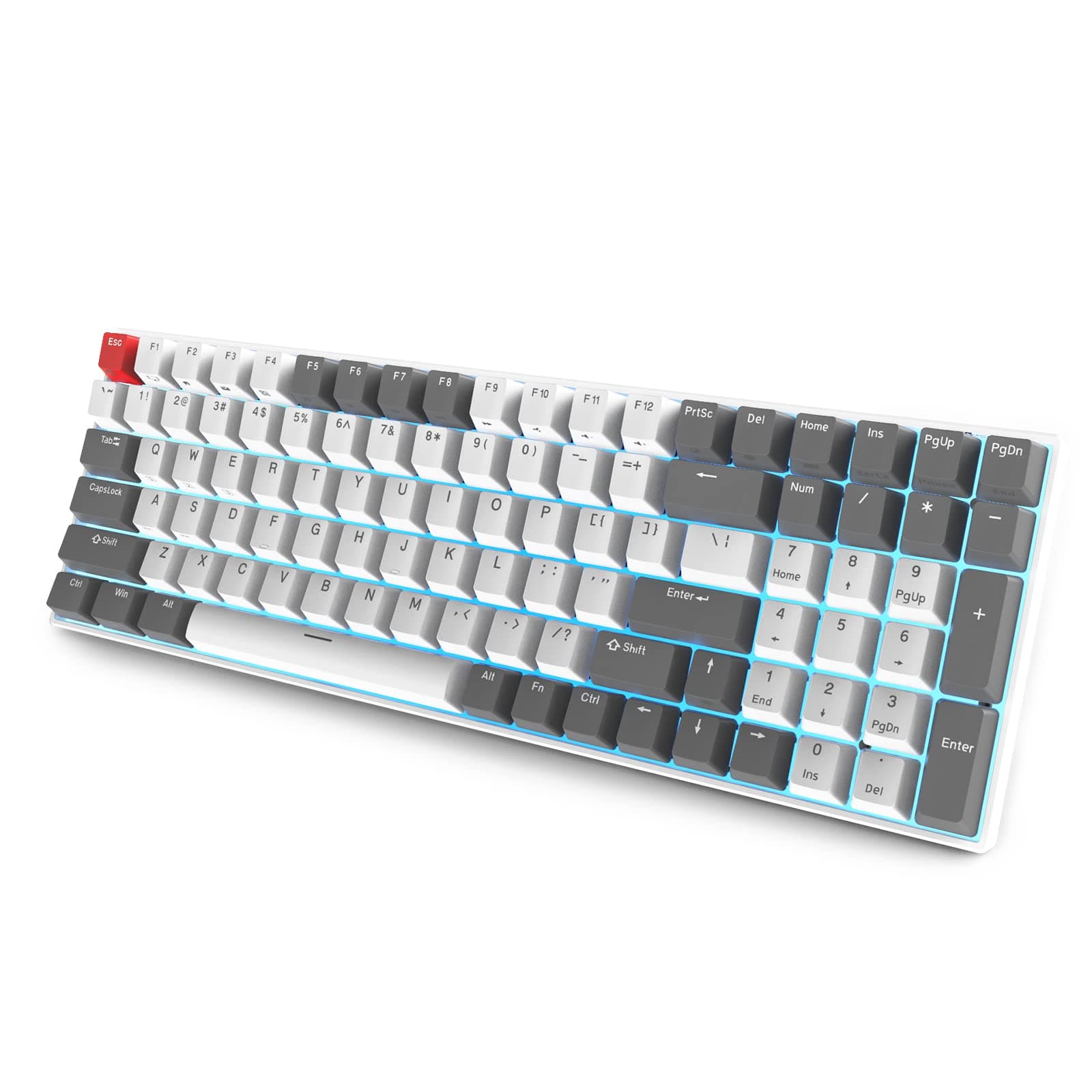 RK ROYAL KLUDGE RK100 Wireless Mechanical Keyboard, Bluetooth5.1/2.4G/Wired 96% Full Size 100-Key Hot Swappable Gaming Keyboard with LED Backlit, R...