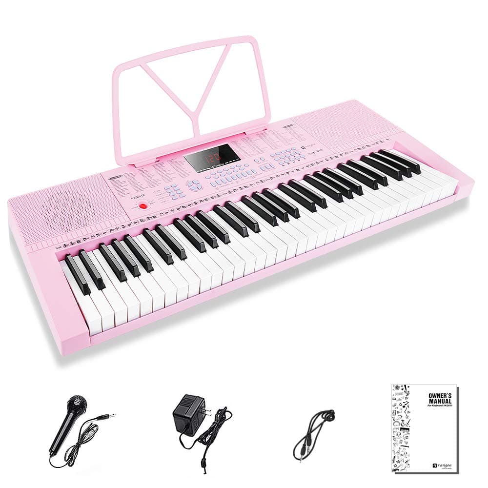 Vangoa VGK610 Piano Keyboard, 61 Mini Keys Portable Music Keyboard for Beginners with Microphone, 3 Teaching Modes, 350 Tones, 350 Rhythms, 30 Demo...
