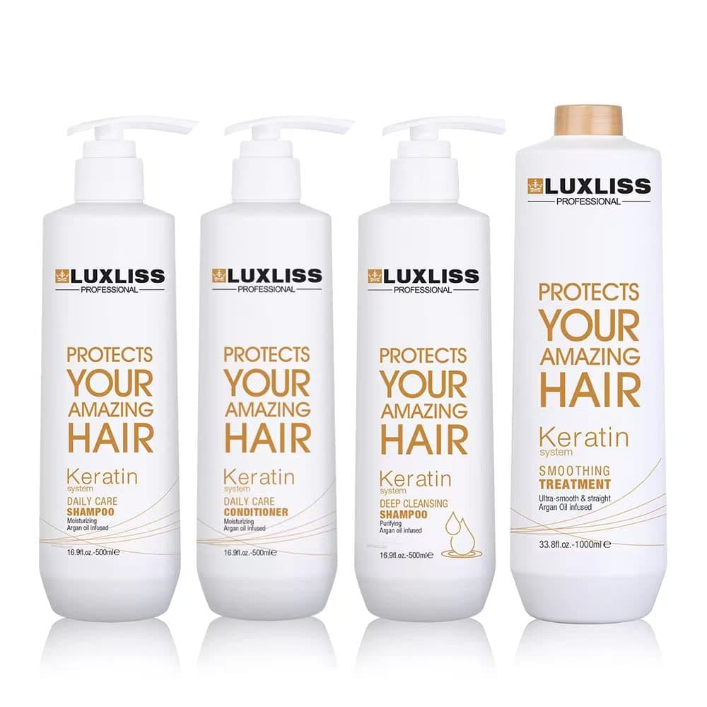 Luxliss Keratin Smoothing Treatment and Keratin Daily Care Shampoo & Conditioner Set Professional Results Straightens and Smooths Repair Hair