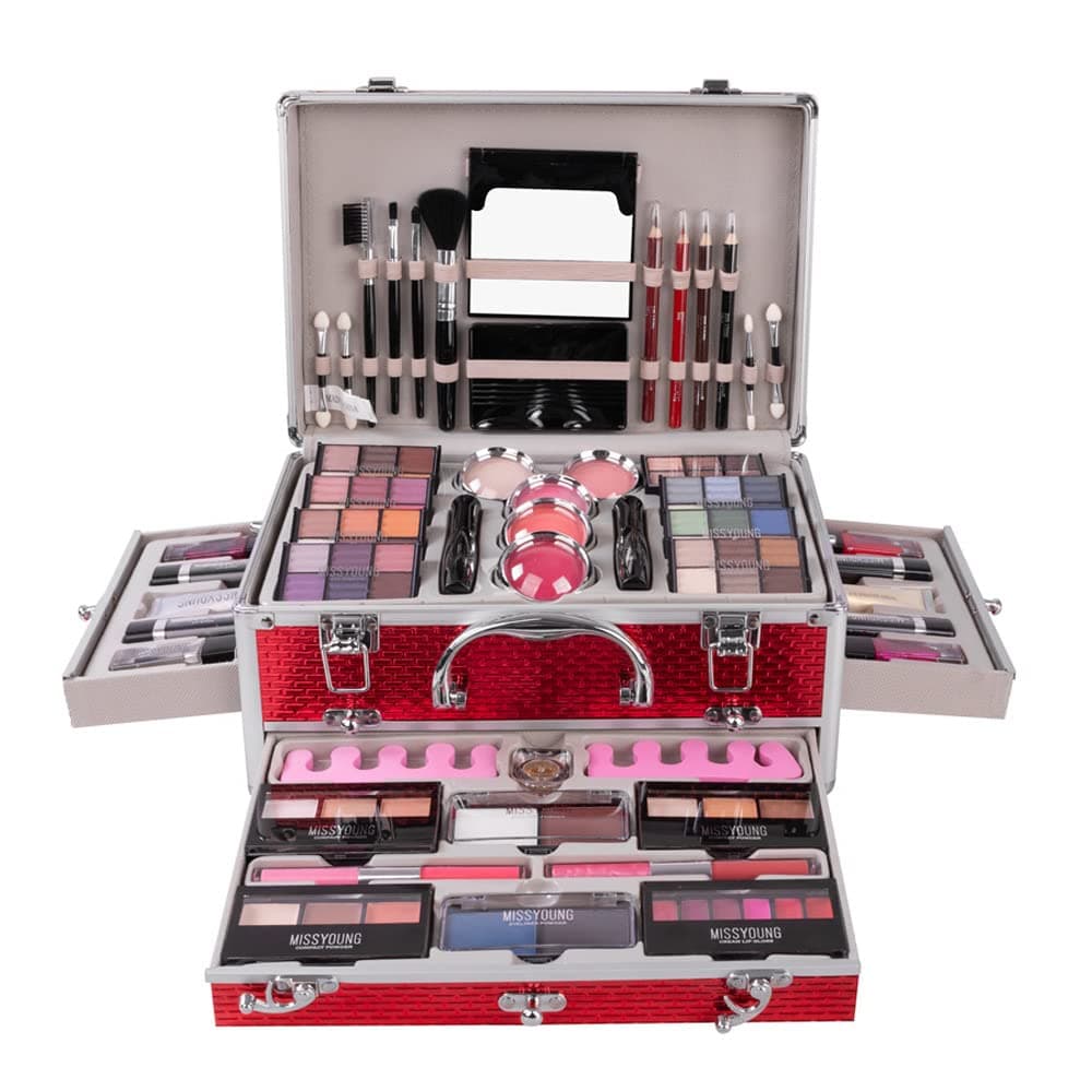 RoseFlower All-in-One Make-up Box Set Multi-purpose Cosmetic Storage Beauty Case Professional Contain Eyeshadow Concealer Lip gloss Blusher Compact...