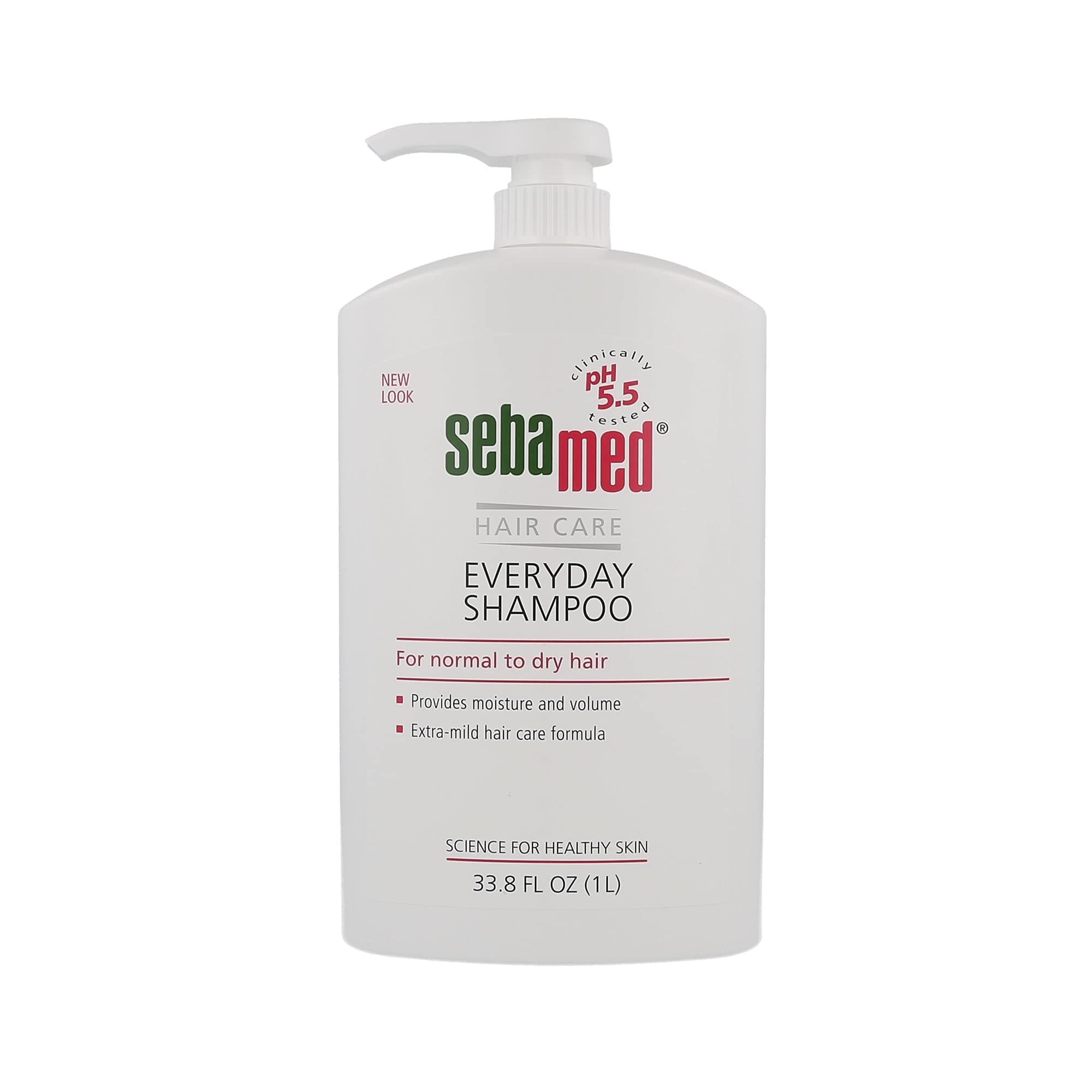 seba med Everyday Shampoo for All Hair Types and Sensitive Scalp 33.8 Fl. Oz (1L) Hypoallergenic Dermatologist Recommended pH 5.5 Soap and Alkali Free
