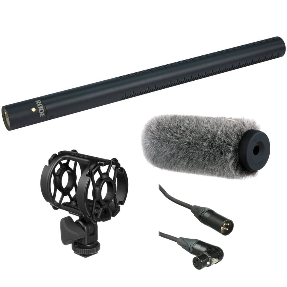Rode NTG3 Precision RF-Biased Shotgun Microphone with WSS-2018 Professional Windshield, Universal Shock Mount and XLR M to Angled XLR F Microphone ...