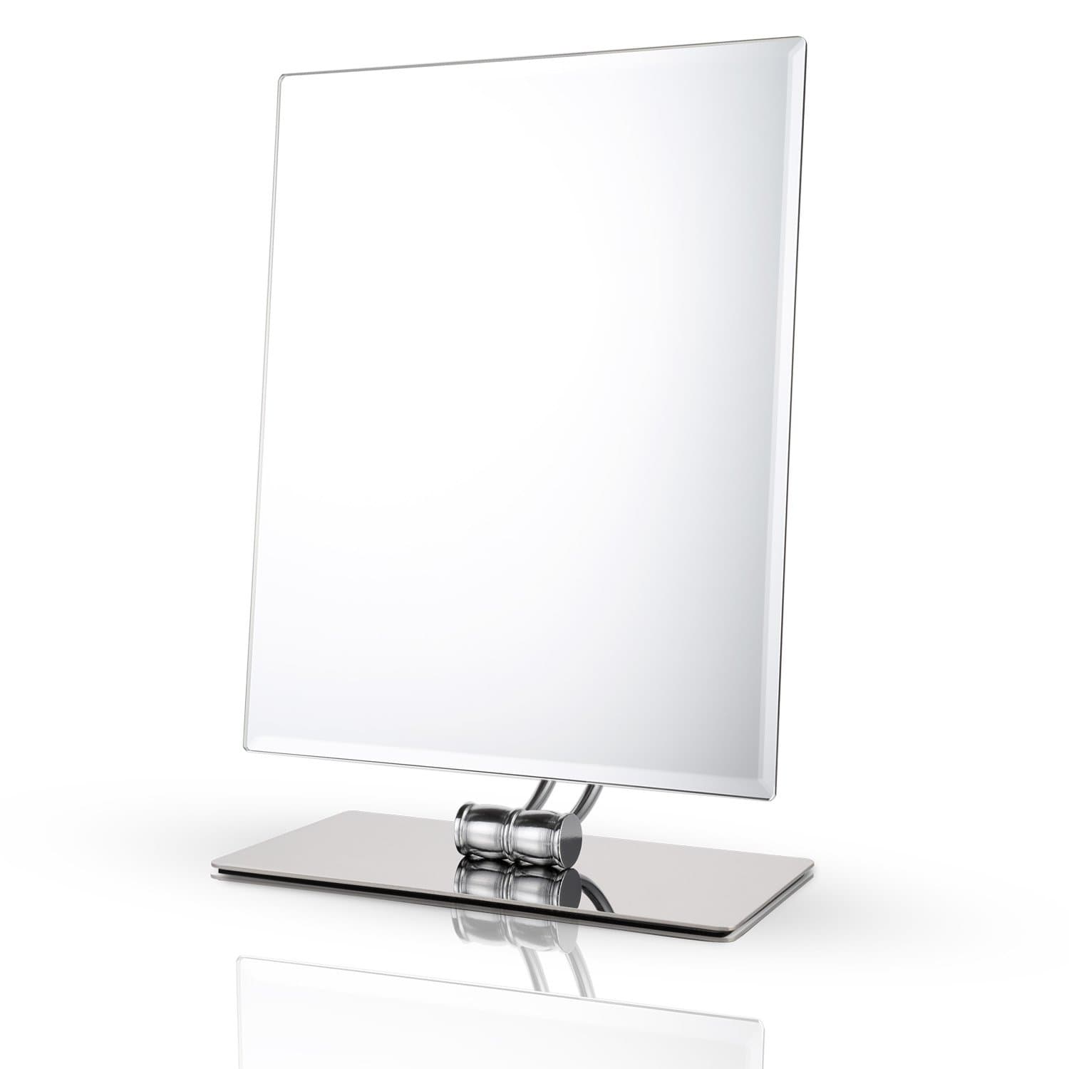 Miusco Large Tabletop Vanity Makeup Mirror with Stand, Non-Magnifying, 10.2" x 8.2", Elegant Frameless Beveled Edges Design, All Direction ...
