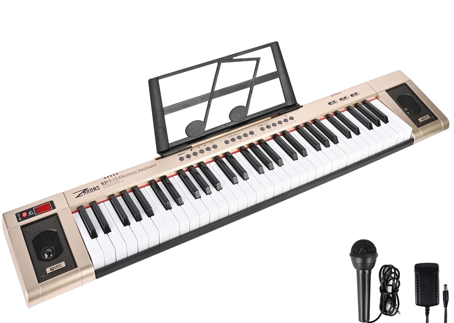 ZHRUNS Electric Keyboard 61 Keys & Sheet Music Stand-Portable Electronic Keyboard Musical Instrument with Headphone Jack & Teaching Modes,Suitable ...
