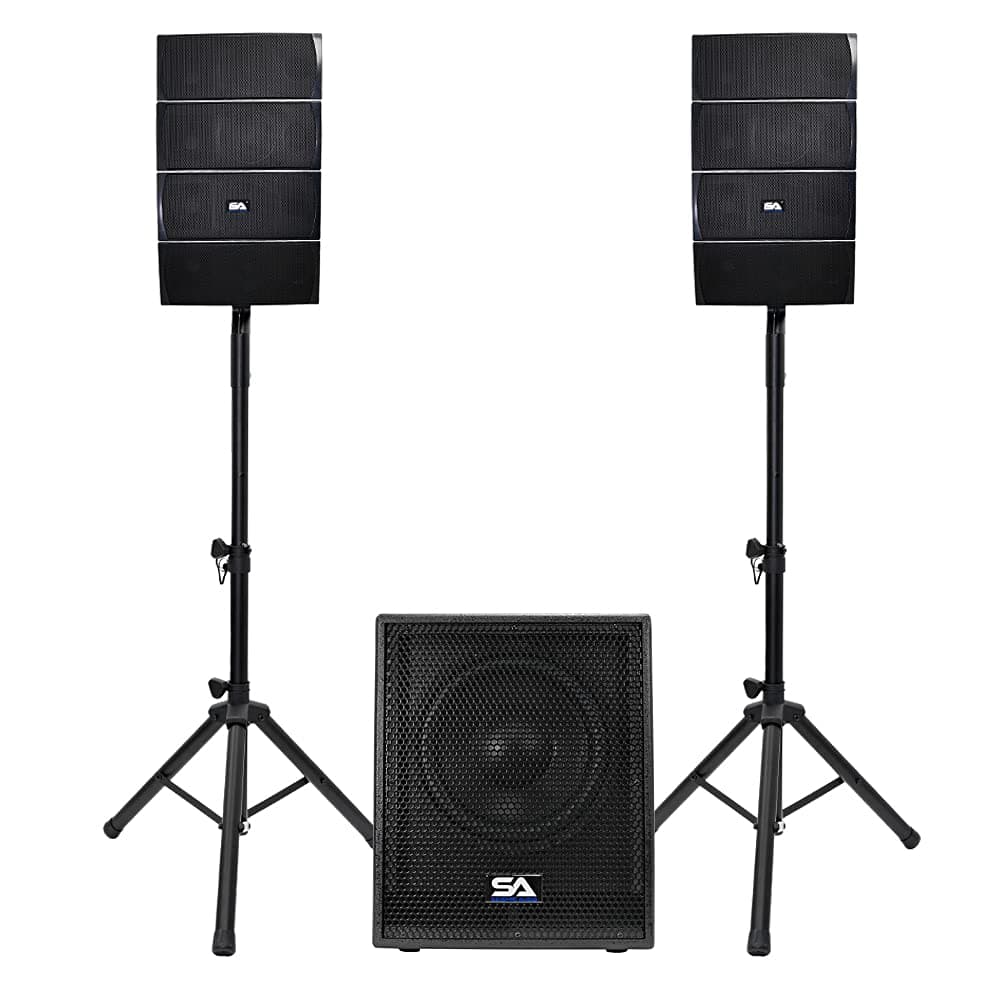 Seismic Audio - Flex-812 - Powered Line Array Speaker System - 12" Active Subwoofer and Eight 4x4 Column Speakers